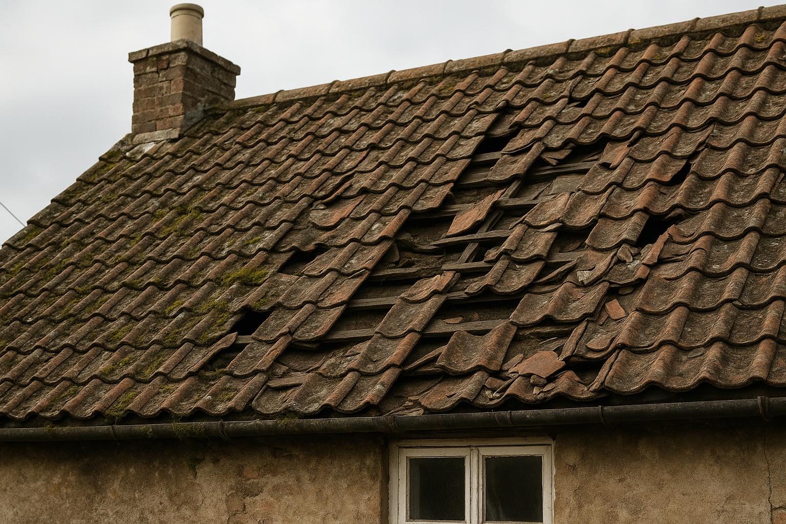 Storm-damaged roof stripped and re-roofed before